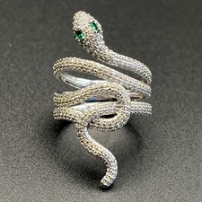 APM Monaco Sterling Silver Snake Ring Size L Boxed