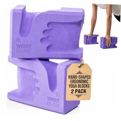 WRISTBuddy Yoga Blocks 2 Pack, High Density Non-Slip, Hand-Shaped Lavender