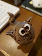 Pottery Studio Art CAT with Googly Eyes  - A Quirky Addition For Any Collector