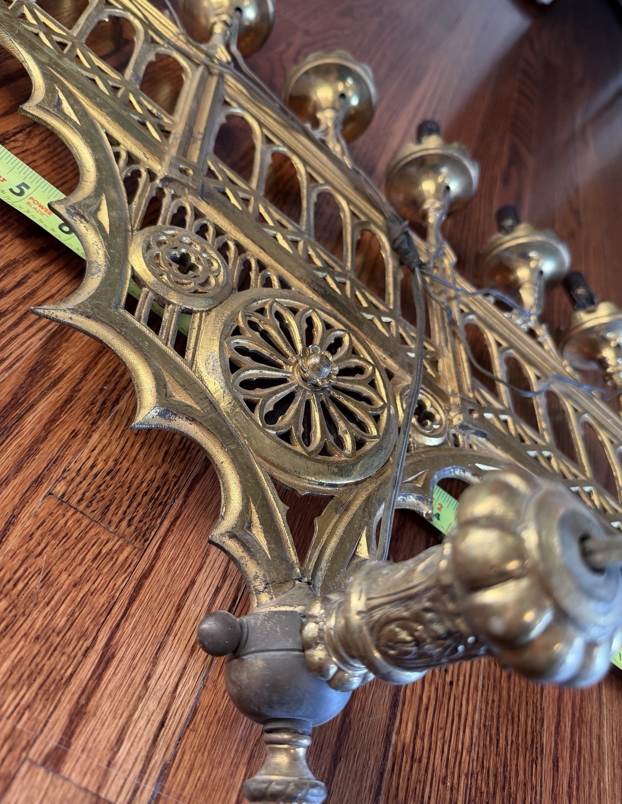 VINTAGE 7 CANDLE BRASS CHURCH ALTAR CANDELABRAS