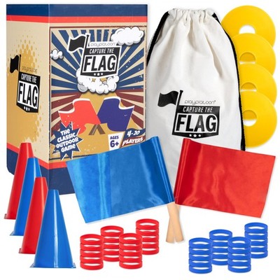 Capture The Flag, The Traditional Original 20 Player Set with Real Wood Handle