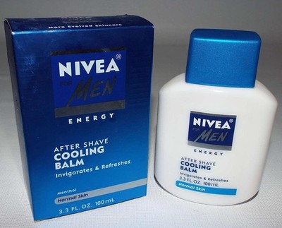 NEW Men's Nivea ENERGY After Shave Cooling Balm 3.3oz MENTHOL INVIGORATES Glass