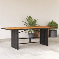 Gartentisch Mit Akazienholz-Platte 190X80X74 Cm Poly Rattan