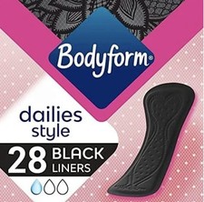 Image of Bodyform Black Normal Panty Liners 5X PACK OF 21 21 Count (Pack of 5) 