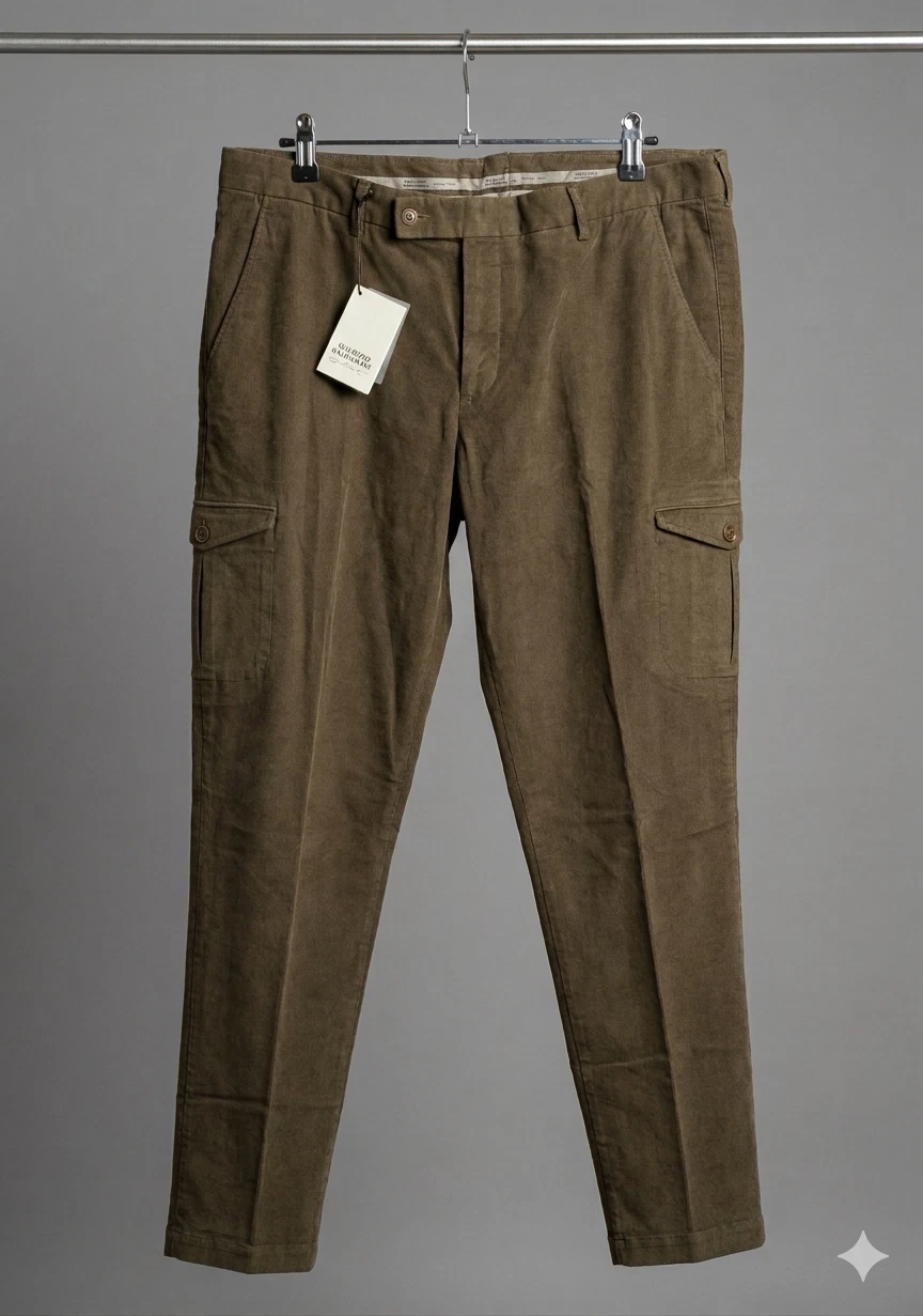MAURIZIO BALDASSARI Olive Green Cargo Pants Moleskin Stretch Cotton 34 (EU 50)
Opens in a new window