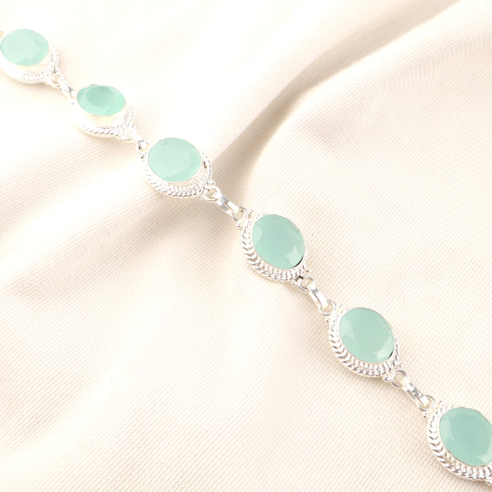 Bracciale con gioielli fatti a mano in argento sterling 925 pietra preziosa... - Immagine 2 di 4