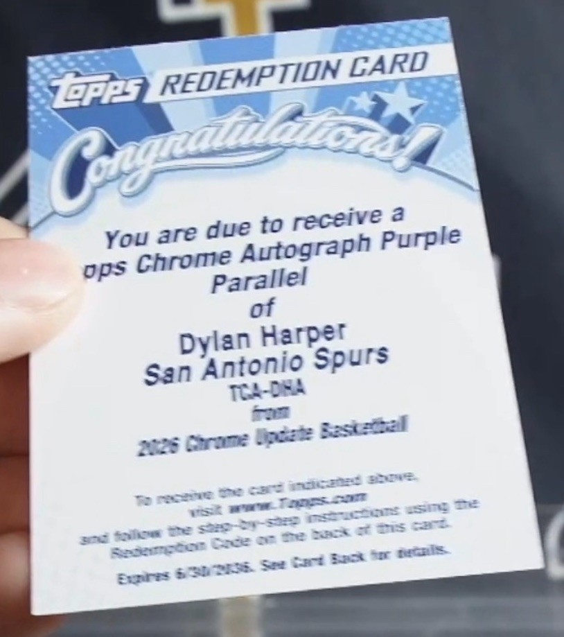 2025-26 Topps Chrome  - Dylan Harper Purple Refractor Auto /75 *Redemption*