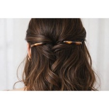 Vtg Lot of 2 Hair Side Pin Wavy Faux Marble Tortoise Comb Helfrance