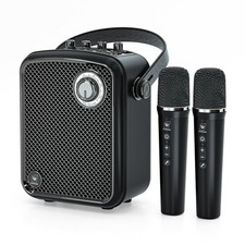 Voice Amplifier with 2 Wireless Microphones, 70W Portable Medium, Black