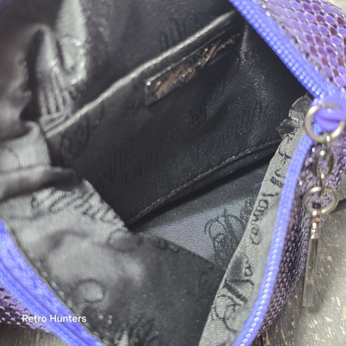 Whiting & Davis Small Purse Purple Mesh Disco Lipstick Money Dancing Crossbody - Picture 5 of 7
