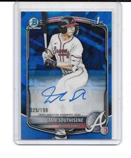 2025 BOWMAN DRAFT SAPPHIRE TATE SOUTHISENE RC AUTO AUTOGRAPH # 25/199 BRAVES
