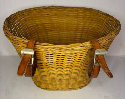 Vintage Wicker Bike Basket original leather straps