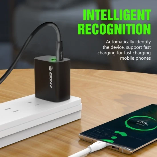 Fast Charging 18W Power Delivery USB-C 2.4A & USB-a Port Home Charger with Cable - Image 4 of 4