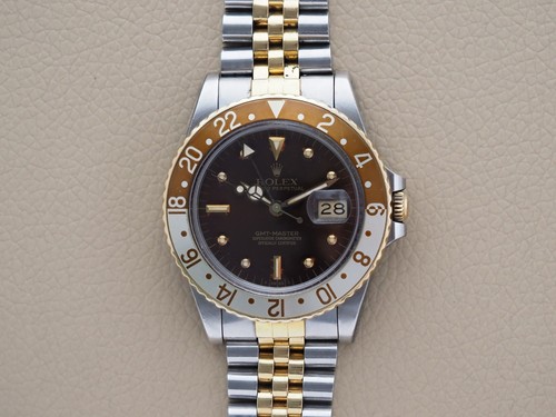 Rolex GMT-Master Root Beer 16753 Brown Nipple Dial Box Papers 1984 - Afbeelding 1 van 15