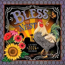 Bless This Nest | 2026 12x24" (Hanging) Square Wall Calendar | Plastic-Free