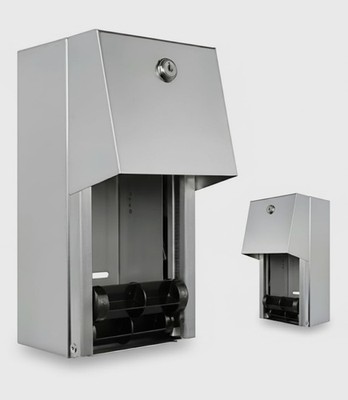 Commercial Double Toilet Paper Dispenser 304 Stainless Steel Wall Mount Locking