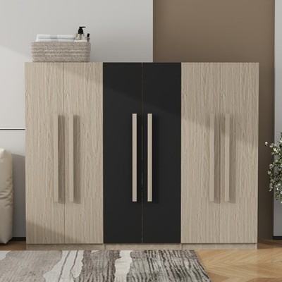 6 Doors Armoires Wardrobe Closet Freestanding Cabinet Organizer,2 Drawers, Shelf