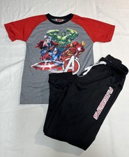 Marvel Avengers Pajama Set Boys 7 Shirt Pants Red Gray Black Superhero Graphic