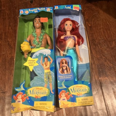 Mattel Disney The Little Mermaid Ariel & Eric Tropical Splash Dolls Lot 