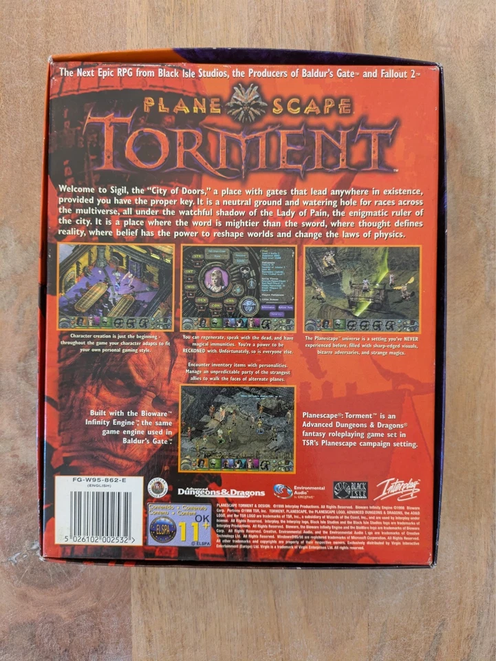 Planescape Torment big box ITA Halifax 4 CD completa mappa manuale 1999 - Immagine 2 di 4