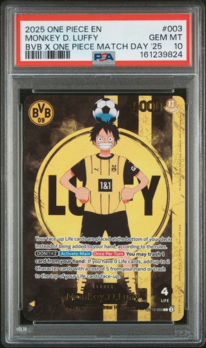 2025 ONE PIECE PROMOS BVB X ONE PIECE MATCH DAY 2025 #003 MONKEY D. LUFFY PSA 10