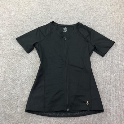 Tommie Copper Back Support Shirt Womens Large Black Compression Zip Front Top