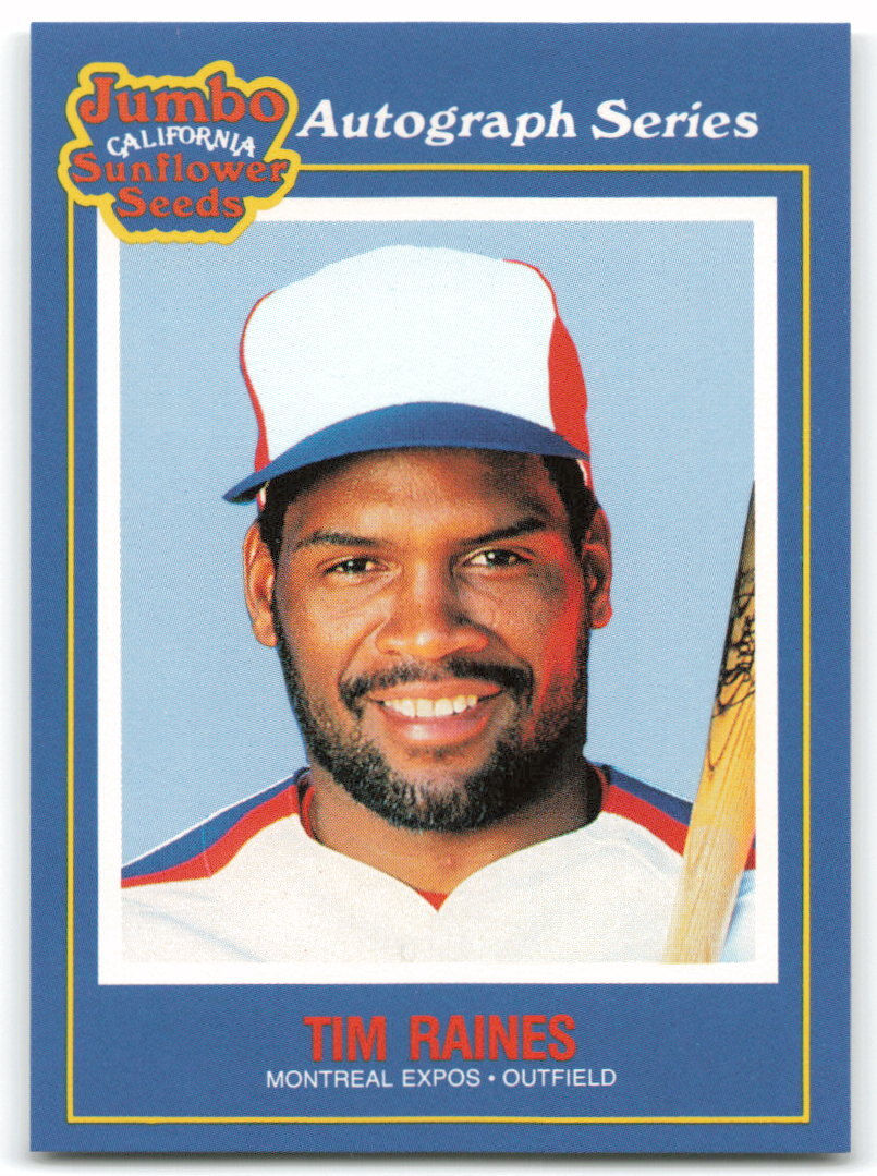 1990 Jumbo California Sunflower Seeds #14 Tim Raines Montreal Expos 2AB