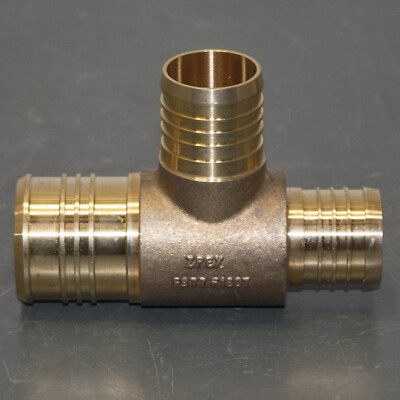 Zurn Barbed Pex Tubing Tee QQT877GX, 2'' x 1-1/2'' x 1-1/2'', Water Lead Free Brass