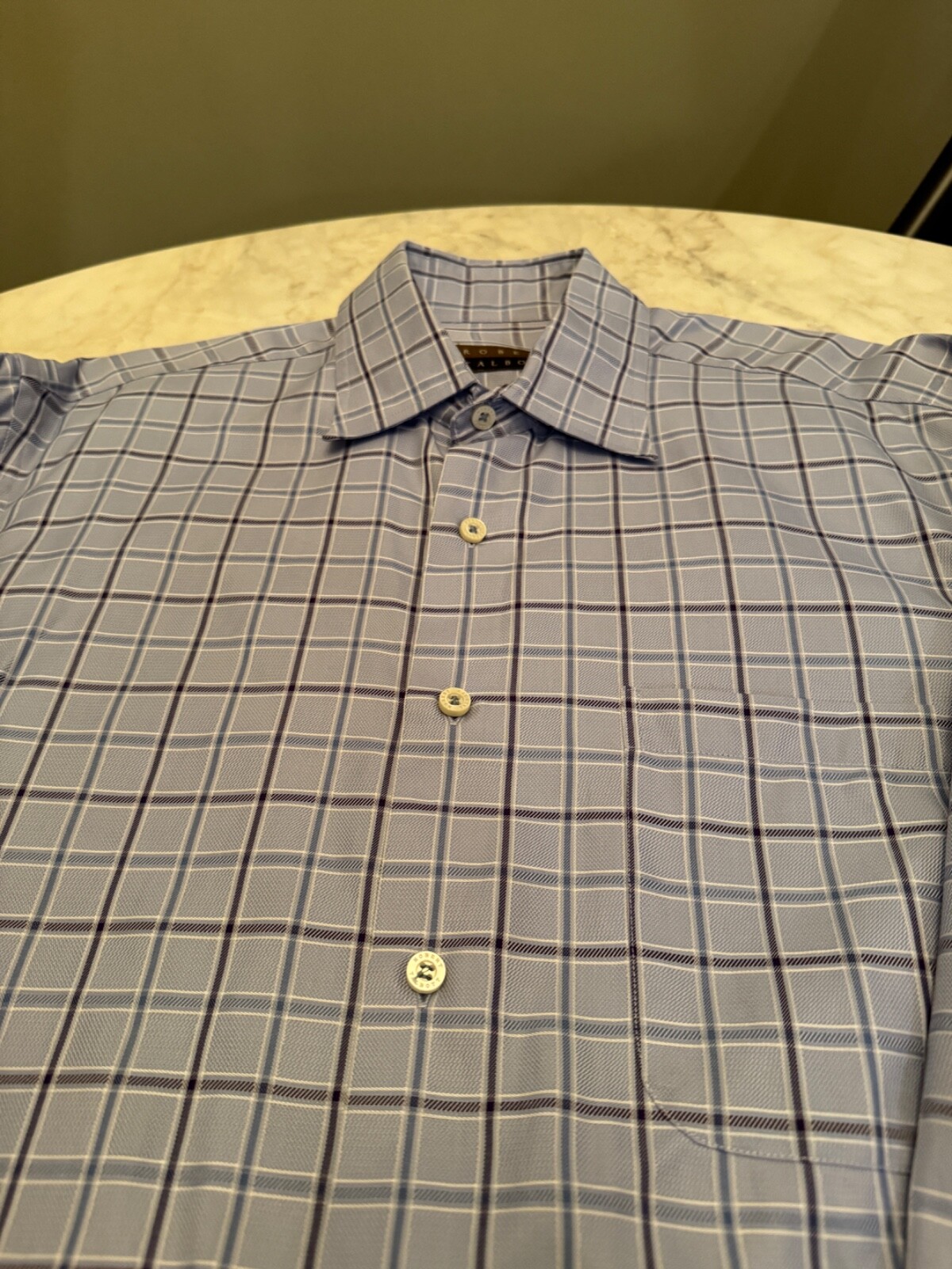 Robert Talbott Blue Plaid Pattern Shirt - Size L … - image 6