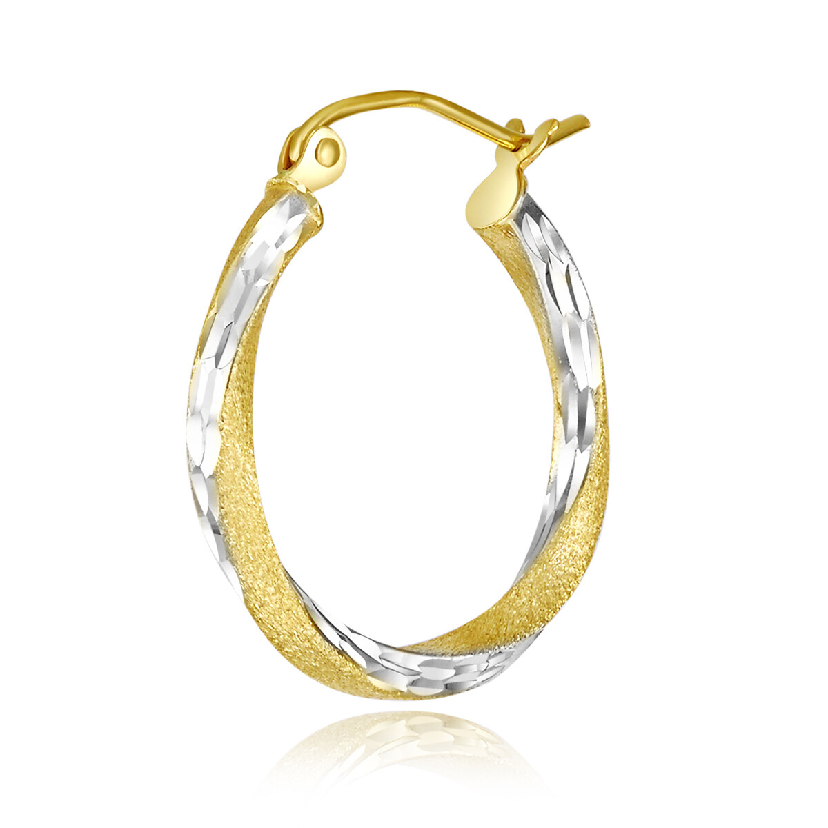 Wellingsale 14k Two Tone Gold Diamond Cut 2.6mm Hoop Earrings (20 x 20 mm)