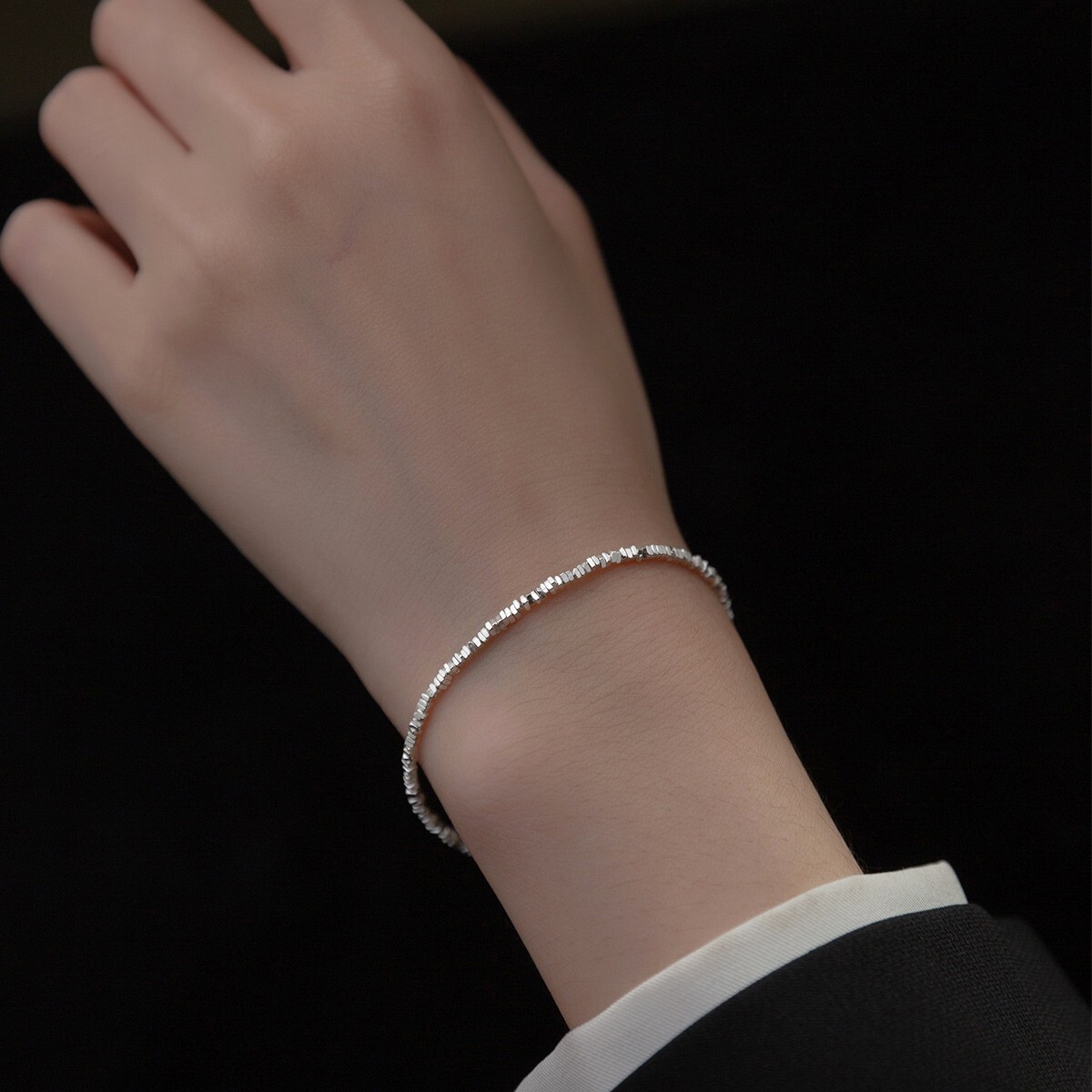 925 Sterling Silver Simple Bracelet Thin Band Tiny Square 925 Sterling Silver Simple Bracelet Thin Band Tiny Square