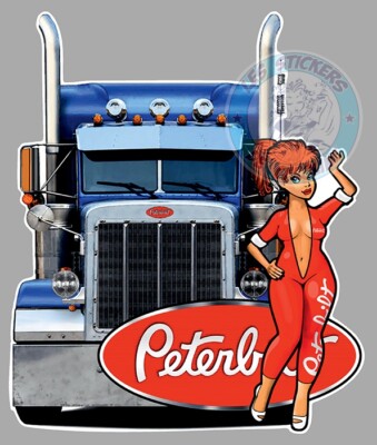 VINTAGE MISS PETERBILT PINUP ROAD NICE TRUCK TRUCK PIN UP STICKER PF044