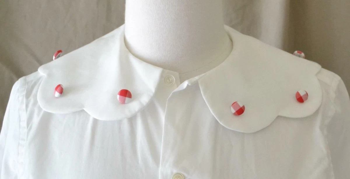 Comme des Garcons Girl White Cotton Long Sleeve Blouse w/Red