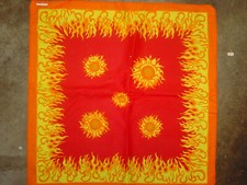 Lot of 4 Vintage bandanas Sun  Flames  all cotton Kwik  Free