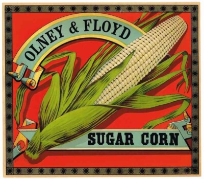 Olney & Floyd Sugar Sweet Corn Vegetable  Crate Label Art Print Oneida Co NY
