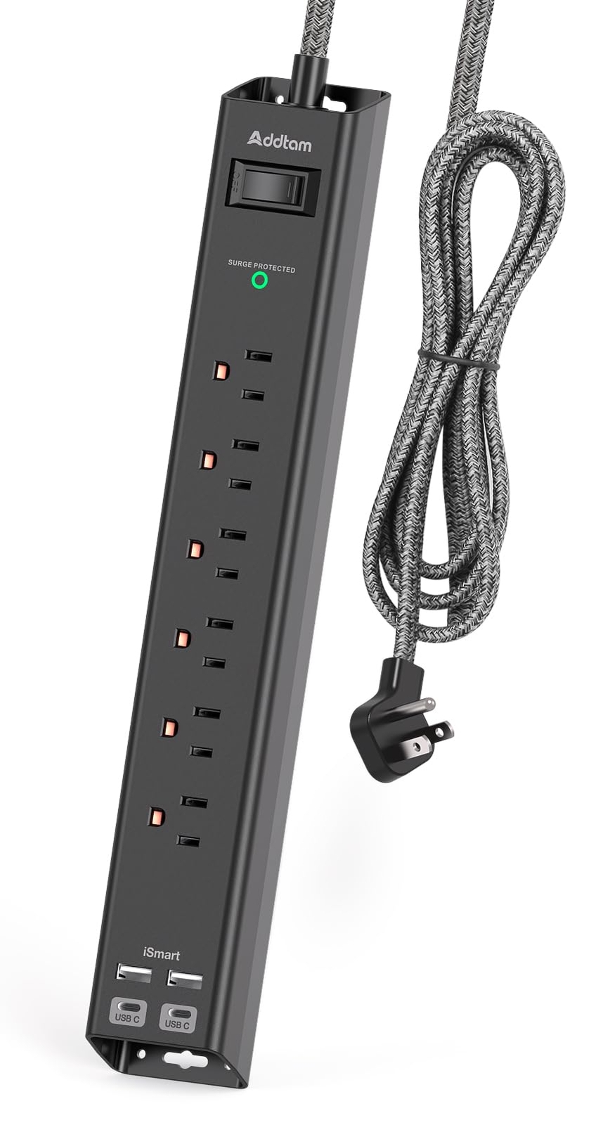 Surge Protector Power Strip - Extension Cord with 6 AC Outlets 4 USB (2 USB-C...