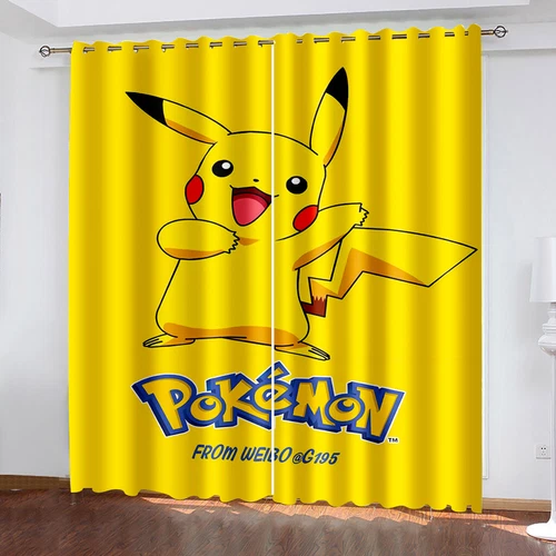 Kinder 3D Pokemon Pikachu Vorhänge Blickdicht Vorhänge Verdunklung Vorhang Ösen* - Picture 6 of 13