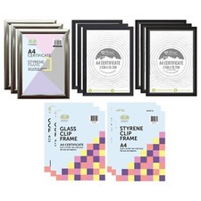 [Set of 3] A4 Certificate Photo Picture Frames Black Silver/Clip Frame Frameless