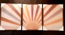 3 pc Boho Wall Art Framed Canvas Wall Art Rainbow Sun Rising BONUS Tapestry