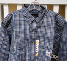 Carhartt FR Flame Resistant Loose Fit Heavyweight Plaid Twill Shirt Mens Medium
