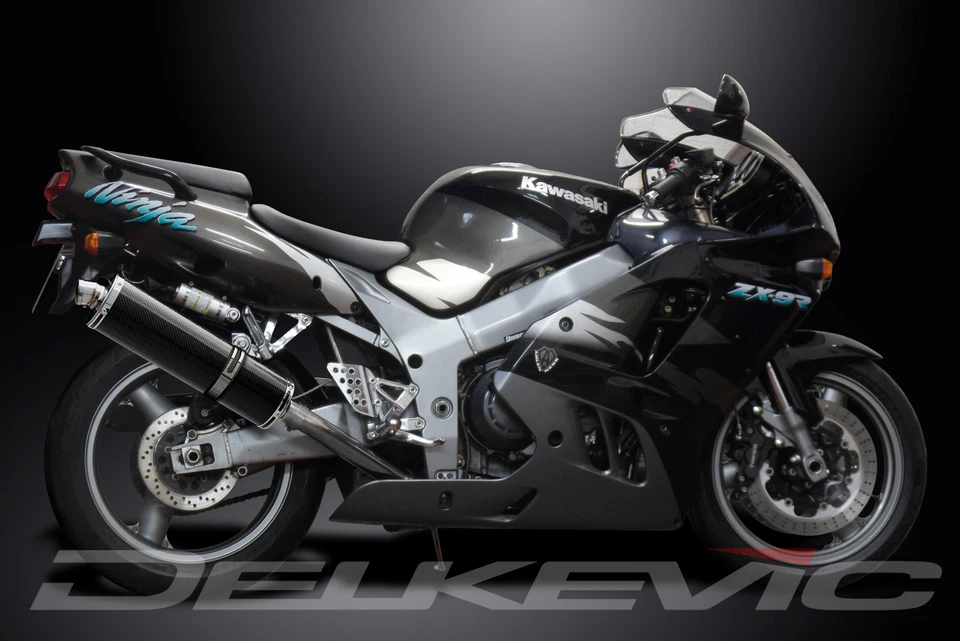Kit silenciador escape carbono ovalado Kawasaki ZX-9R Ninja 1994-1997 Slip On 18" Foto 4 de 4
