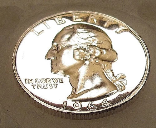 1964 Gem CAMEO Proof Quarter 90% Silver   Blazing Mirrored Surfaces #218 ~ 2