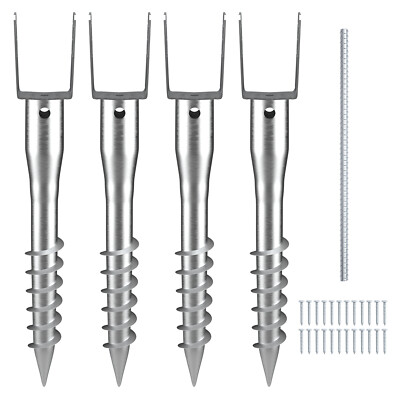 No Dig Ground Anchor 4 Pack 3.94 x 2.76 x 27.56 in DIY Screw in Post Stake