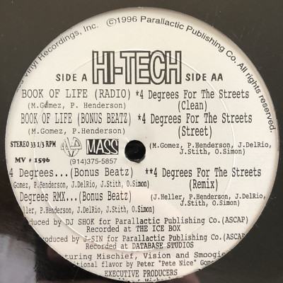 HI-TECH - BOOK OF LIFE / 4 DEGREES FOR THE STREETS (+REMIX) (12'')  1996!!  RARE