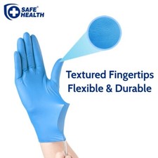 Safe Health Blue Nitrile Exam Gloves - Small | 3.5 Mil Box of 100 | Powder