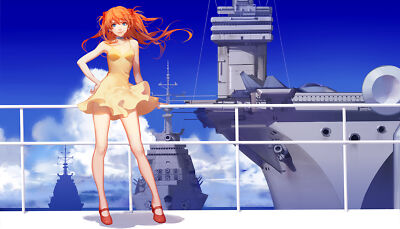 Anime girls asuka langley soryu dress neon genesis playmat gaming mat