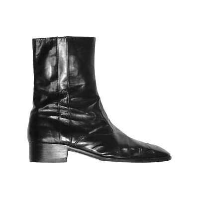 Vintage 70s Gucci Black Zip Boots 42.5 (Fits 42/US 10)