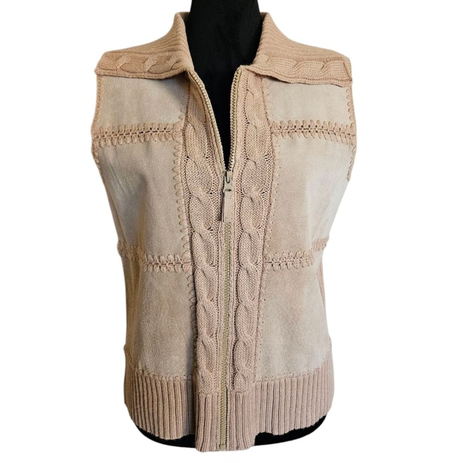 Vintage Designers Studio Patchwork Tan Suede Cabl… - image 1