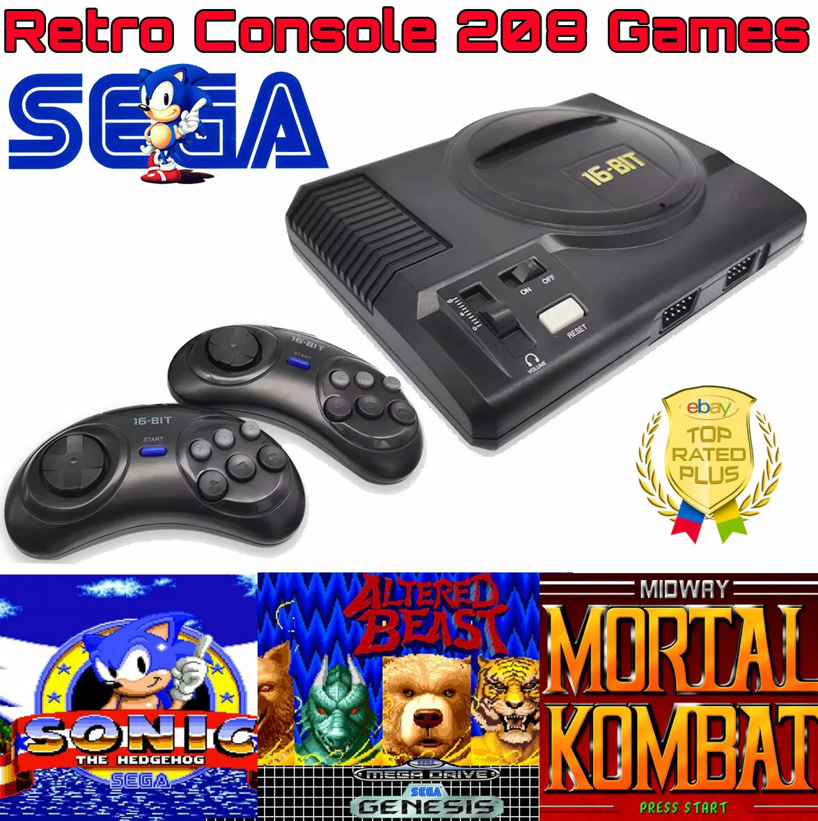 Sega Genesis Retro Console Console 208 Games Included Retro Console 16 Bit  Games