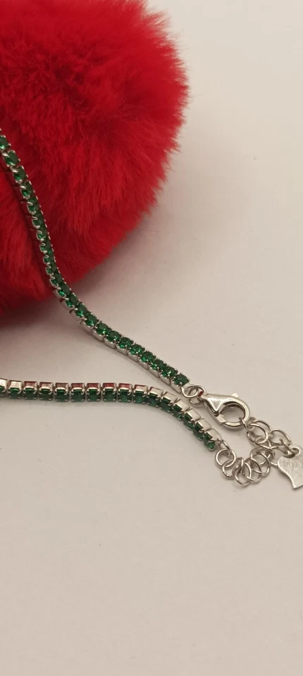 COLLANA TENNIS ARGENTO RODIATO DONNA MM 2 ZIRCONI SMERALDO CM 40-45 EXPLOIT - Immagine 3 di 4